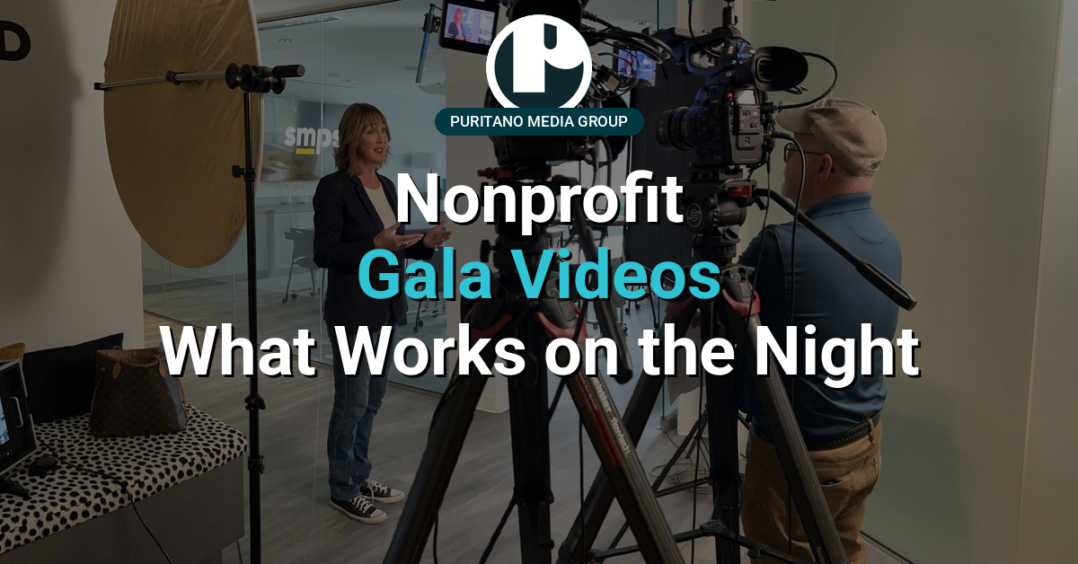 A gala event production with cameras and lighting in a ballroom