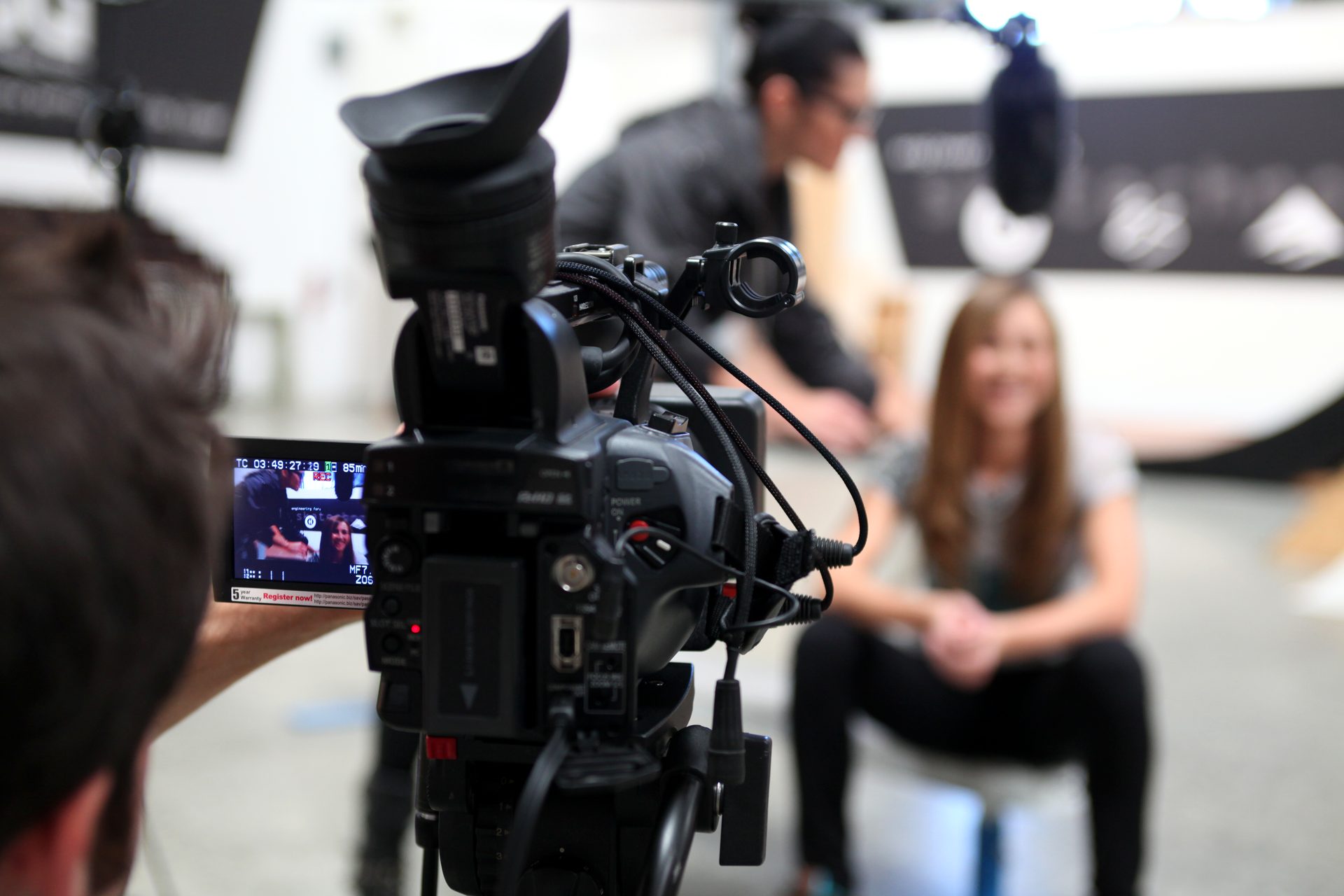 A cinema camera in profile on a PMG production set